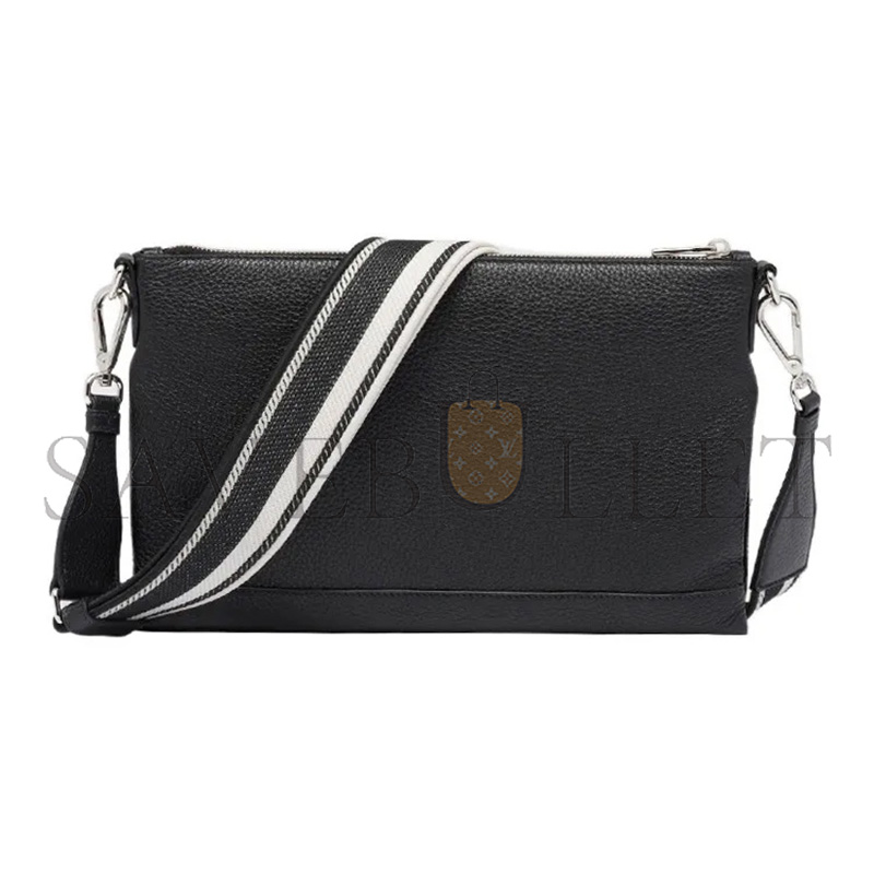PRADA MONOCHROME LOGO ZIP CLOSURE LEATHER CROSSBODY SHOULDER BAG 1BH050 (30*19.5cm) 
